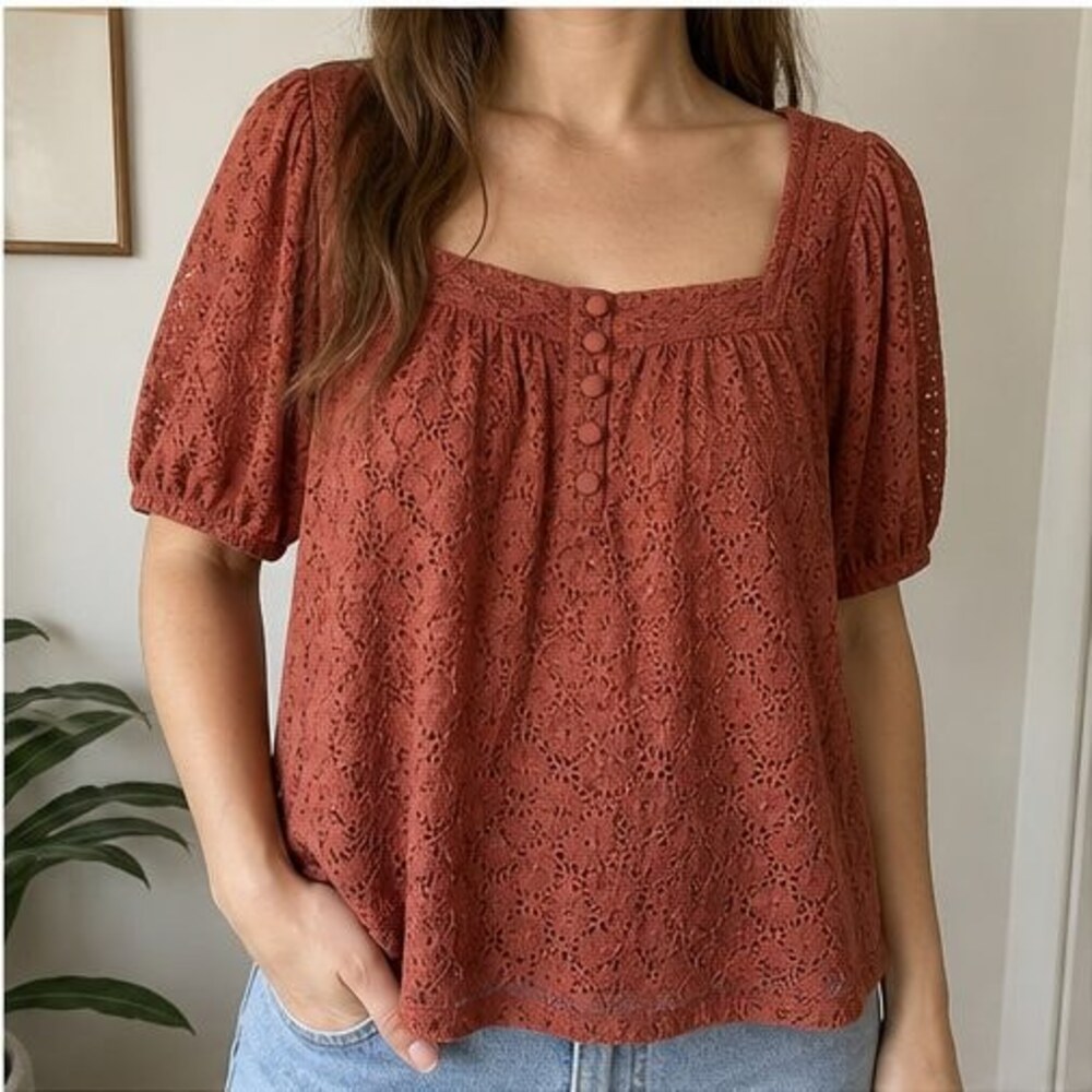 Rust Peplum Top - Picture 2 of 6